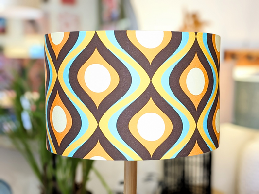 Handmade Retro Ogee design lampshade by Emotive Collection, featuring bold, geometric patterns. Crafted with care in Australia.