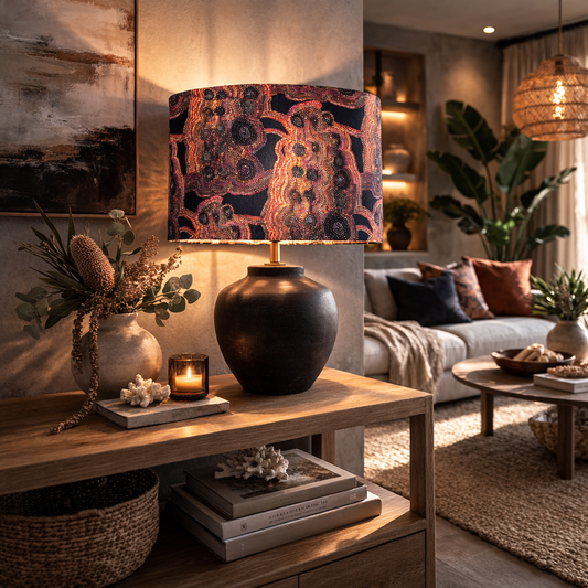 Mina Mina- Jeanie Napangardi Lewis Black Lampshade