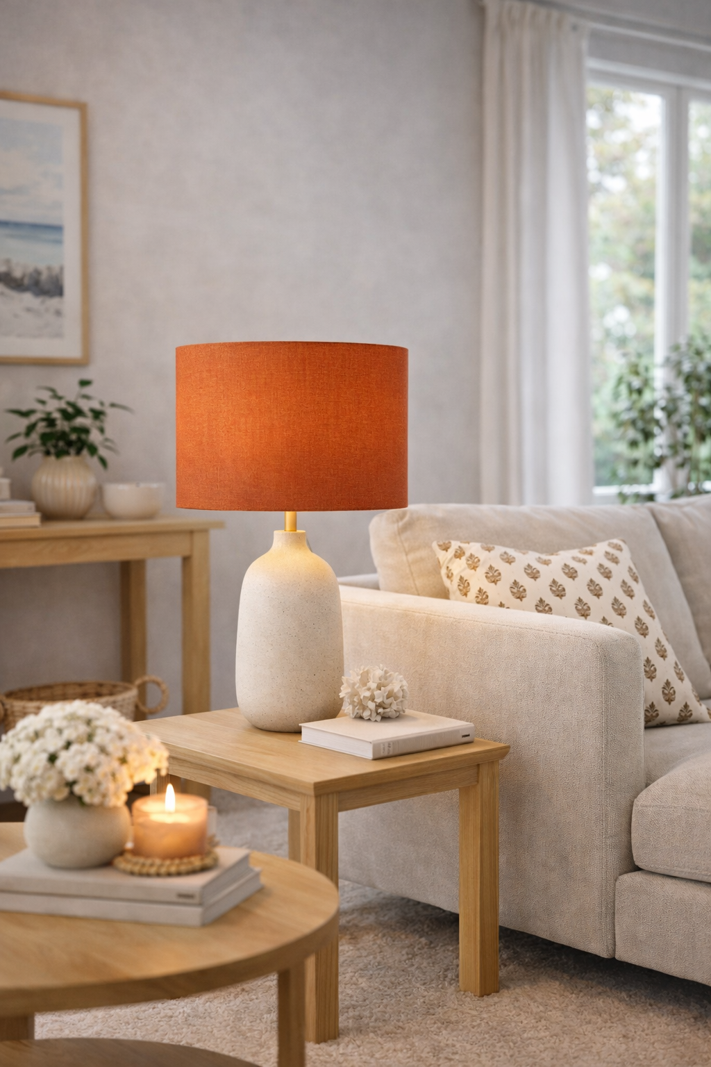 Orange Premium Linen Lampshade