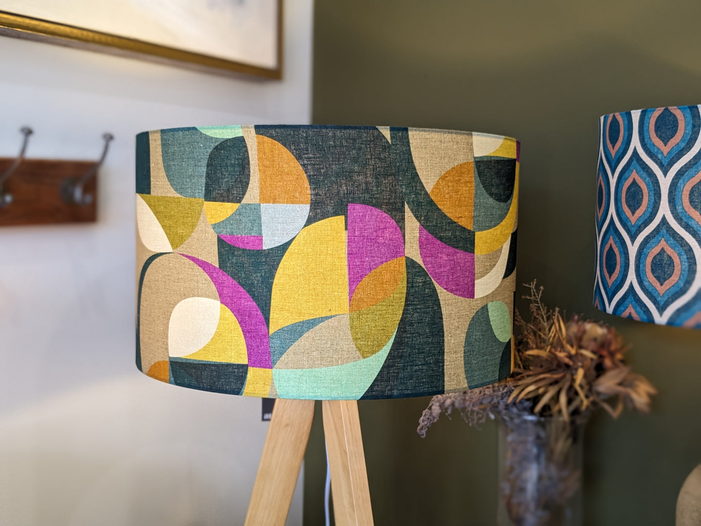 Handmade Modern Circles lampshade by Emotive Collection, featuring a unique design by Australian artist Cecilia Mok, made from premium linen fabric and crafted in Australia to complement contemporary interiors
