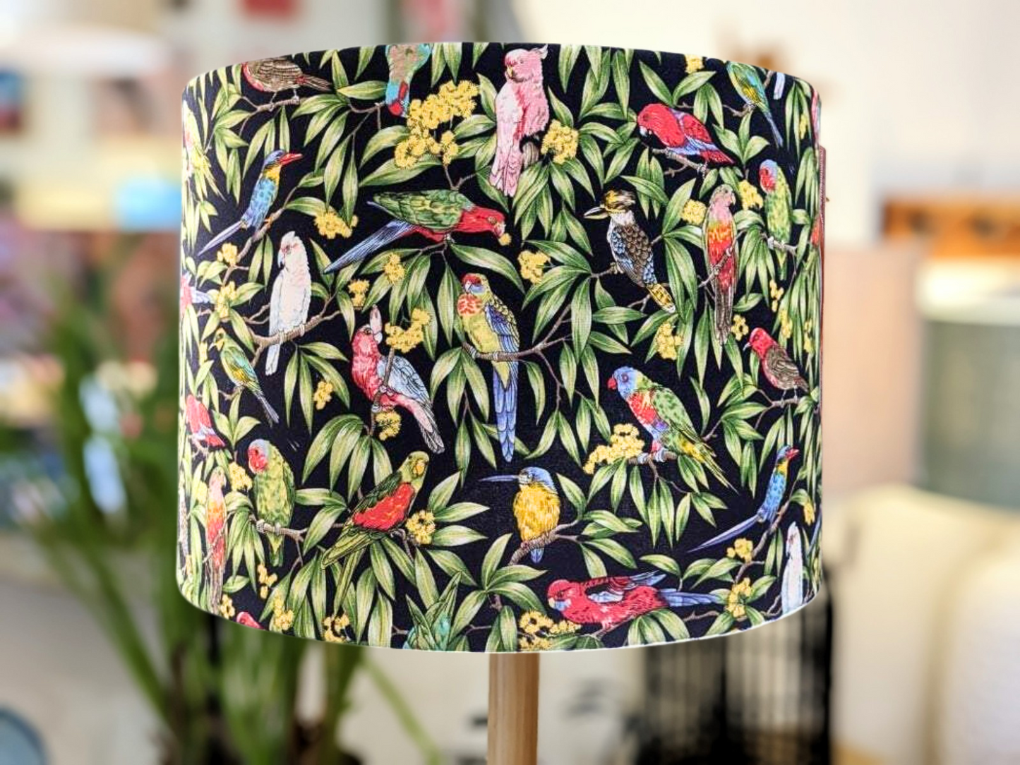 Native Birds Dark Navy Lampshade