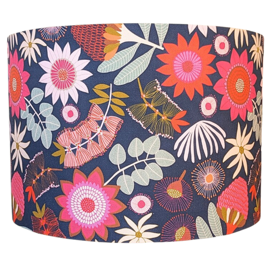 Banksia Garden lampshade by Emotive Collection, featuring a beautiful design by Australian artist Jocelyn Proust, inspired by the vibrant Australian flora. Crafted with care in Australia.