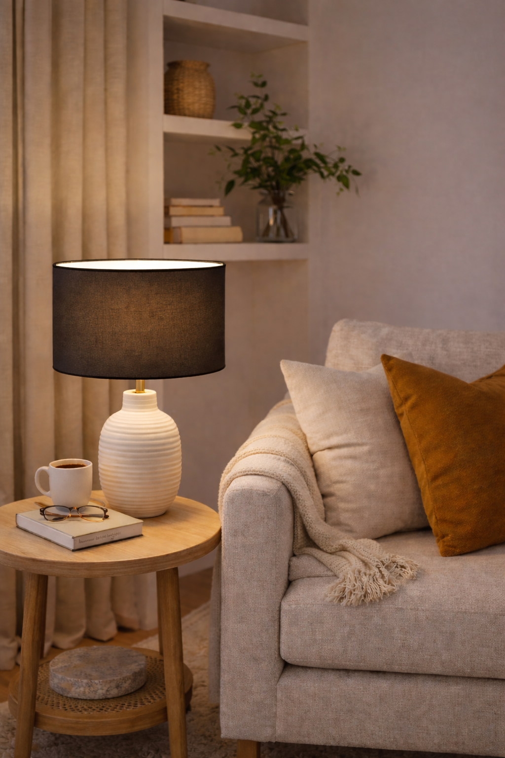 Black Premium Linen Lampshade