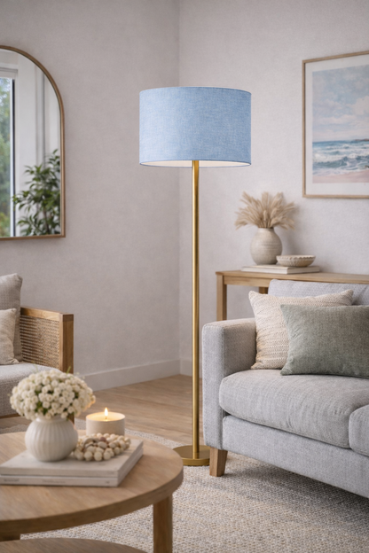Light Blue Premium Linen Lampshade
