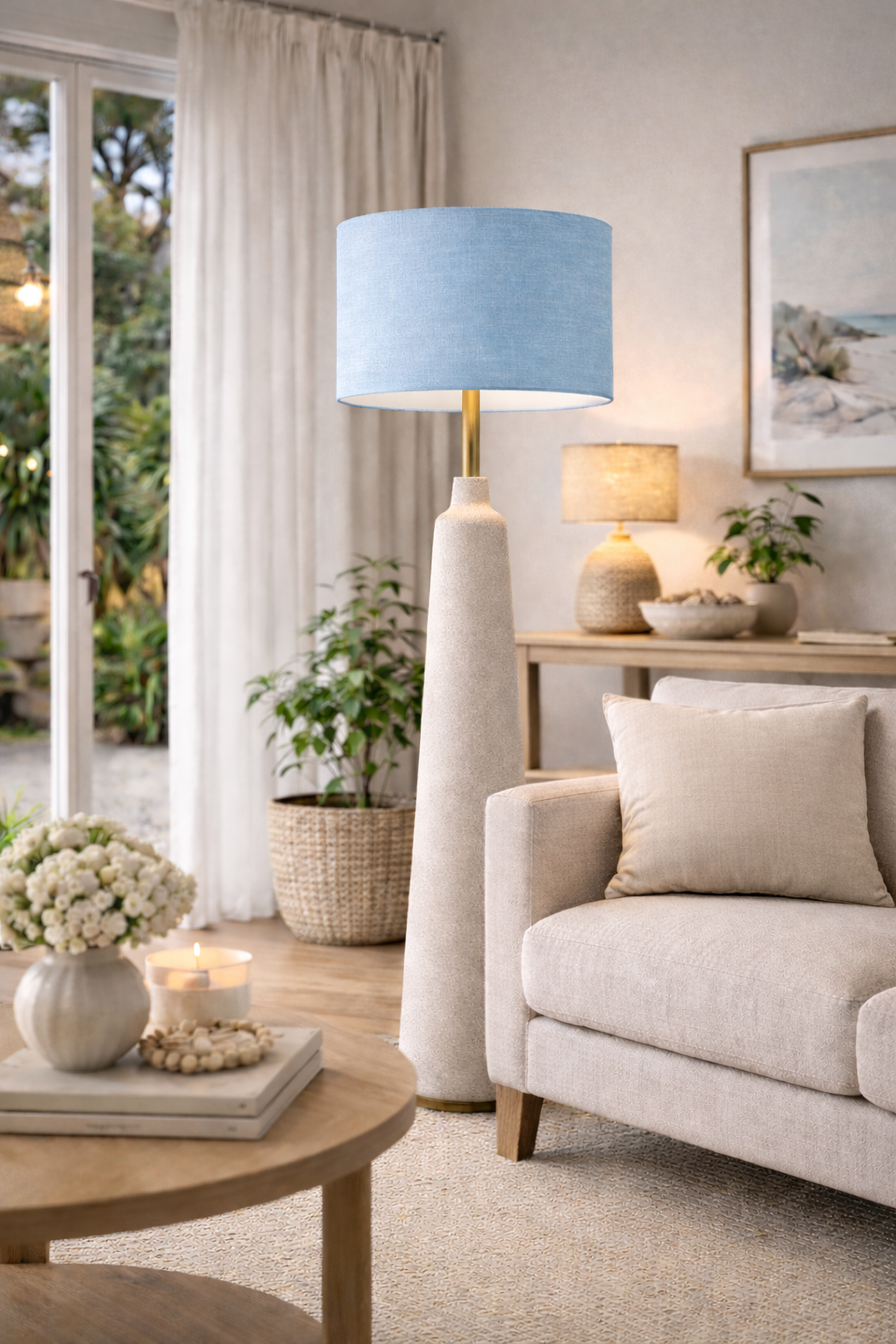 Light Blue Premium Linen Lampshade