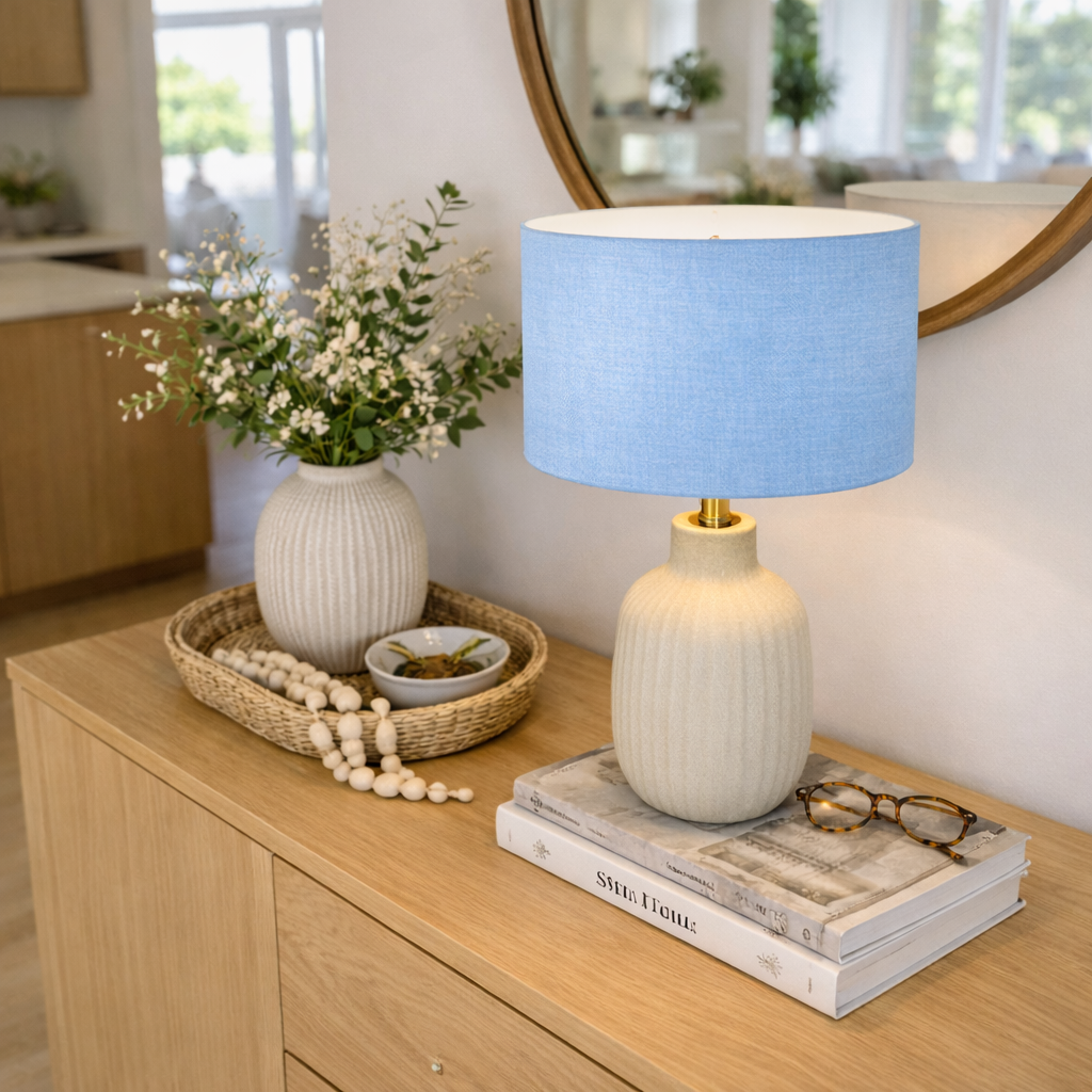 Light Blue Premium Linen Lampshade