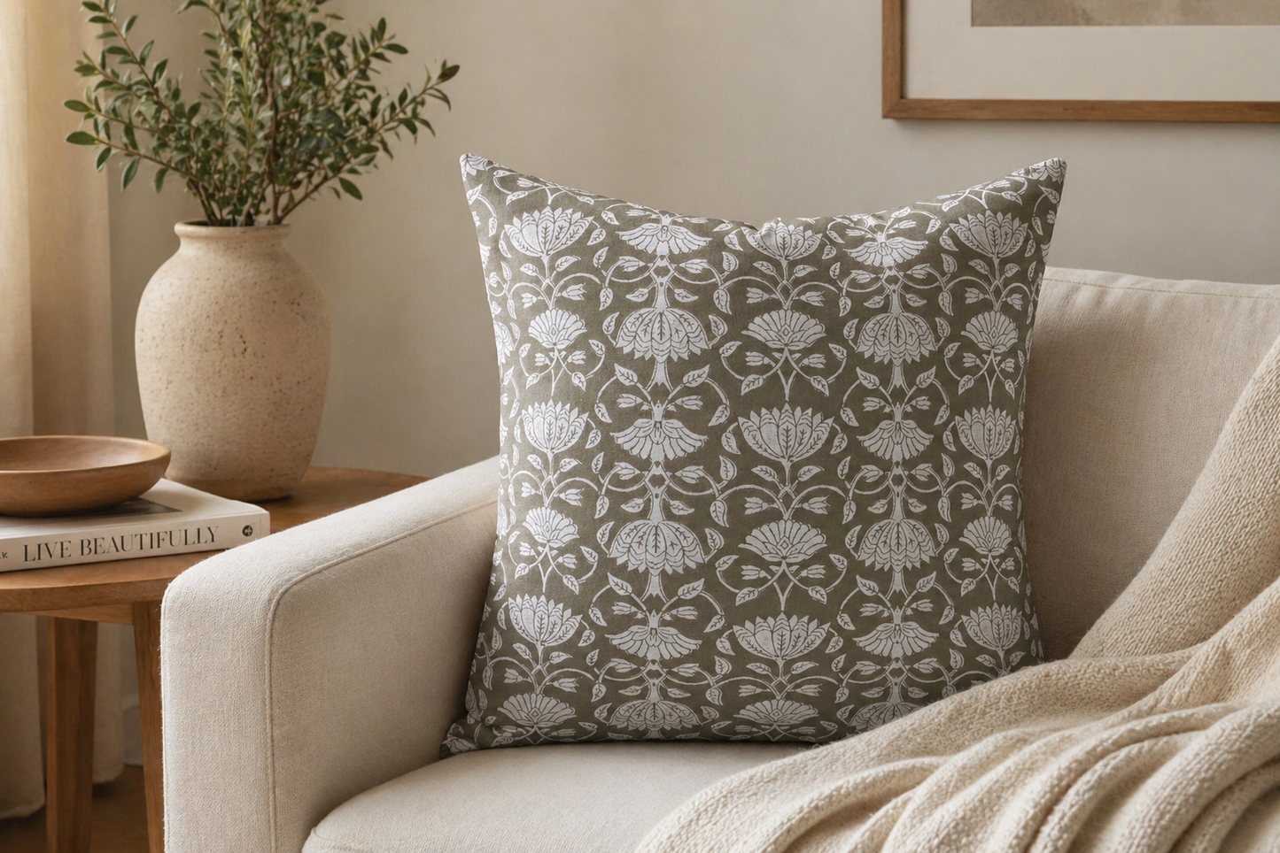 Madhavi Indian Block Print Cushion Cover