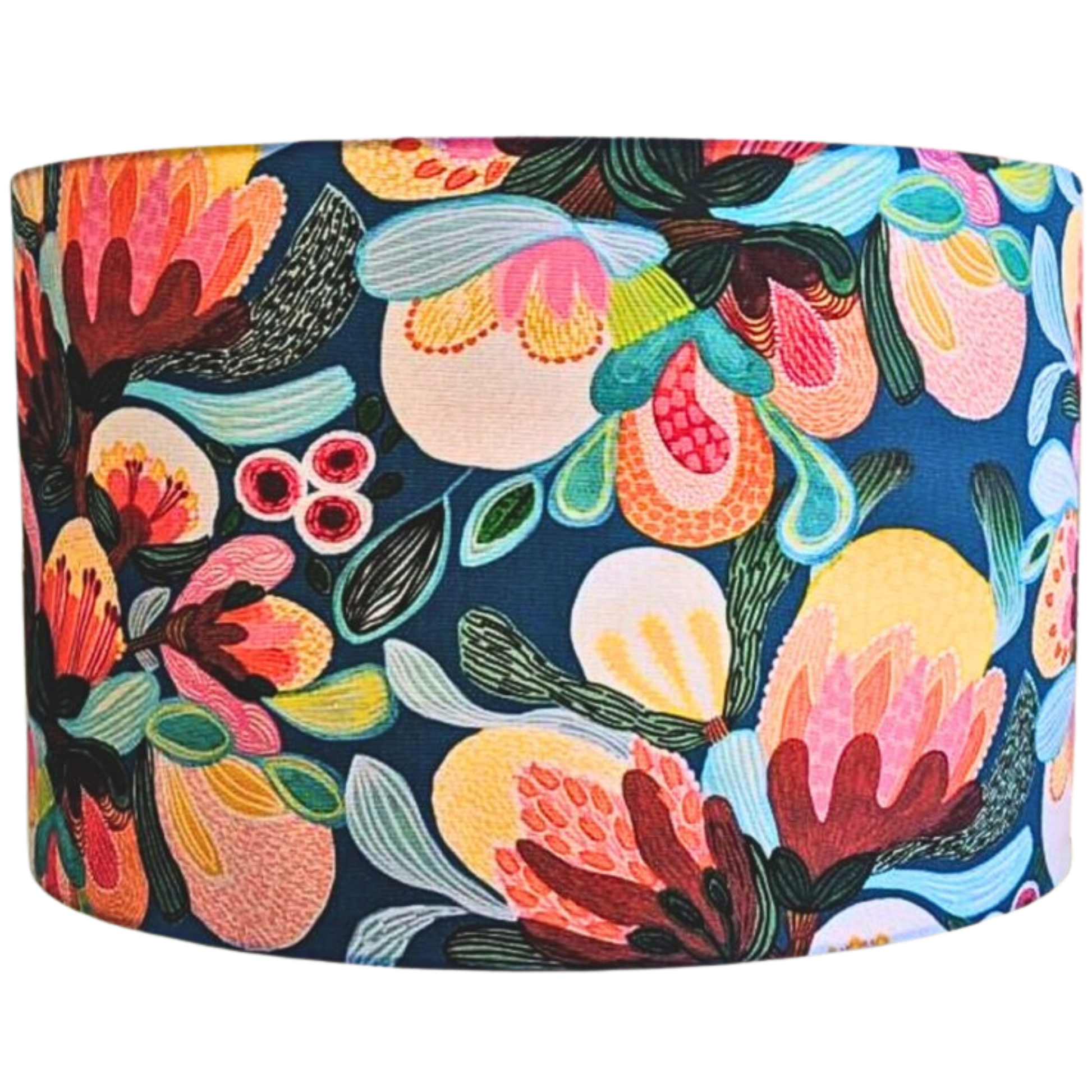 Handmade Midnight Bush lampshade by Emotive Collection, featuring a stunning design by Australian artist Kirsten Katz inspired by native Australian flora. 