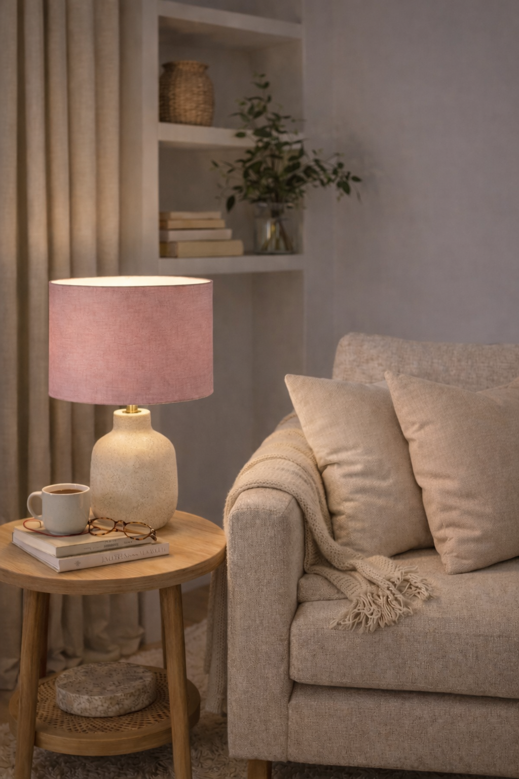 Pink Premium Linen Lampshade