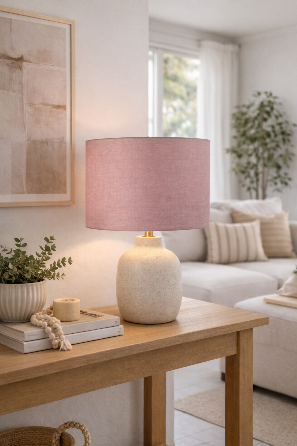 Pink Premium Linen Lampshade