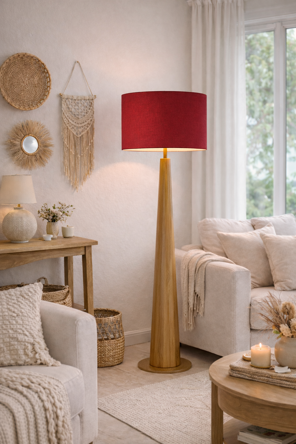 Red Premium Linen Lampshade