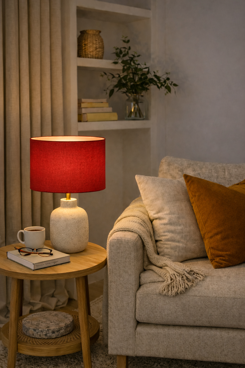 Red Premium Linen Lampshade