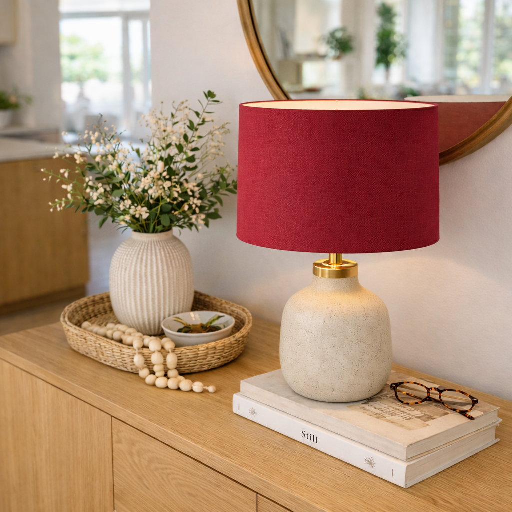 Red Premium Linen Lampshade