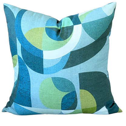 Linen Mid Century Blue Cushion Cover