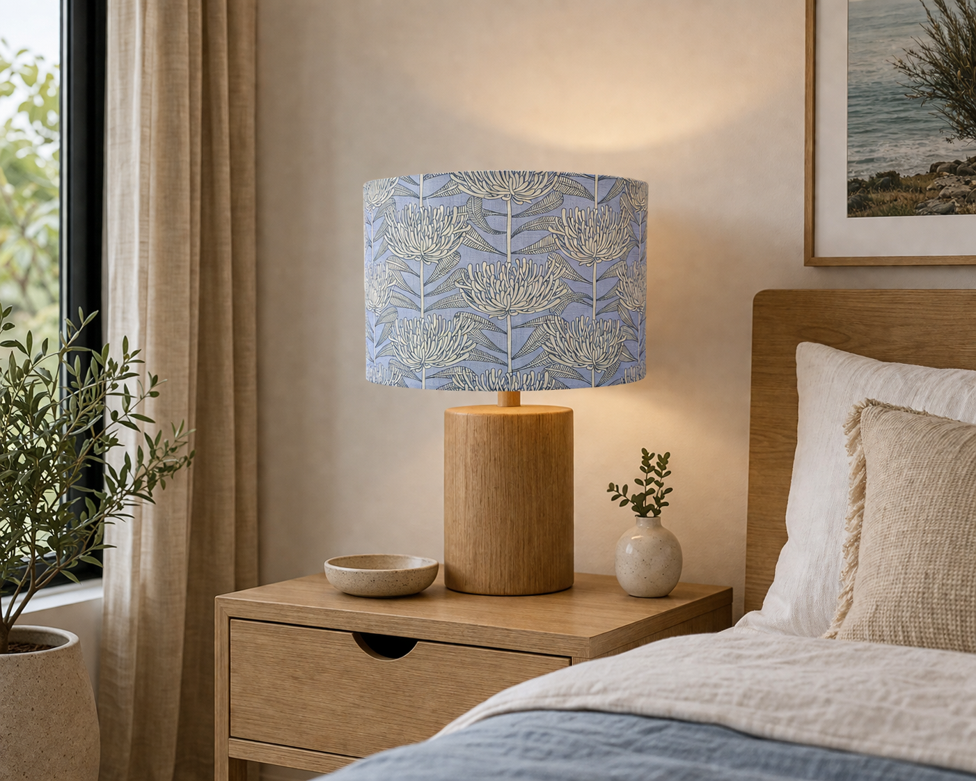 Waratah Blue Lampshade 30cm diameter x 20cm height