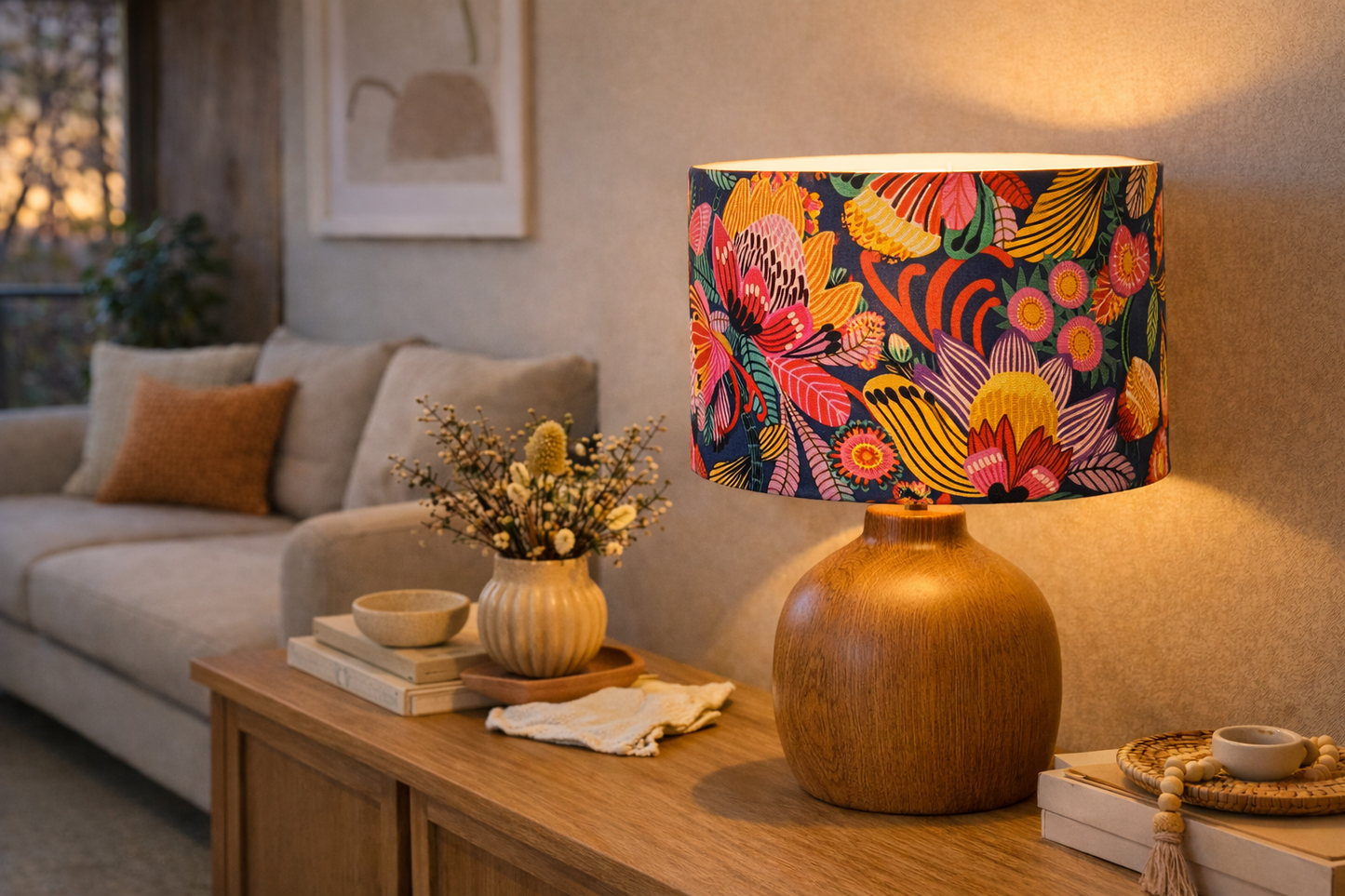 Wild Protea Blue Lampshade