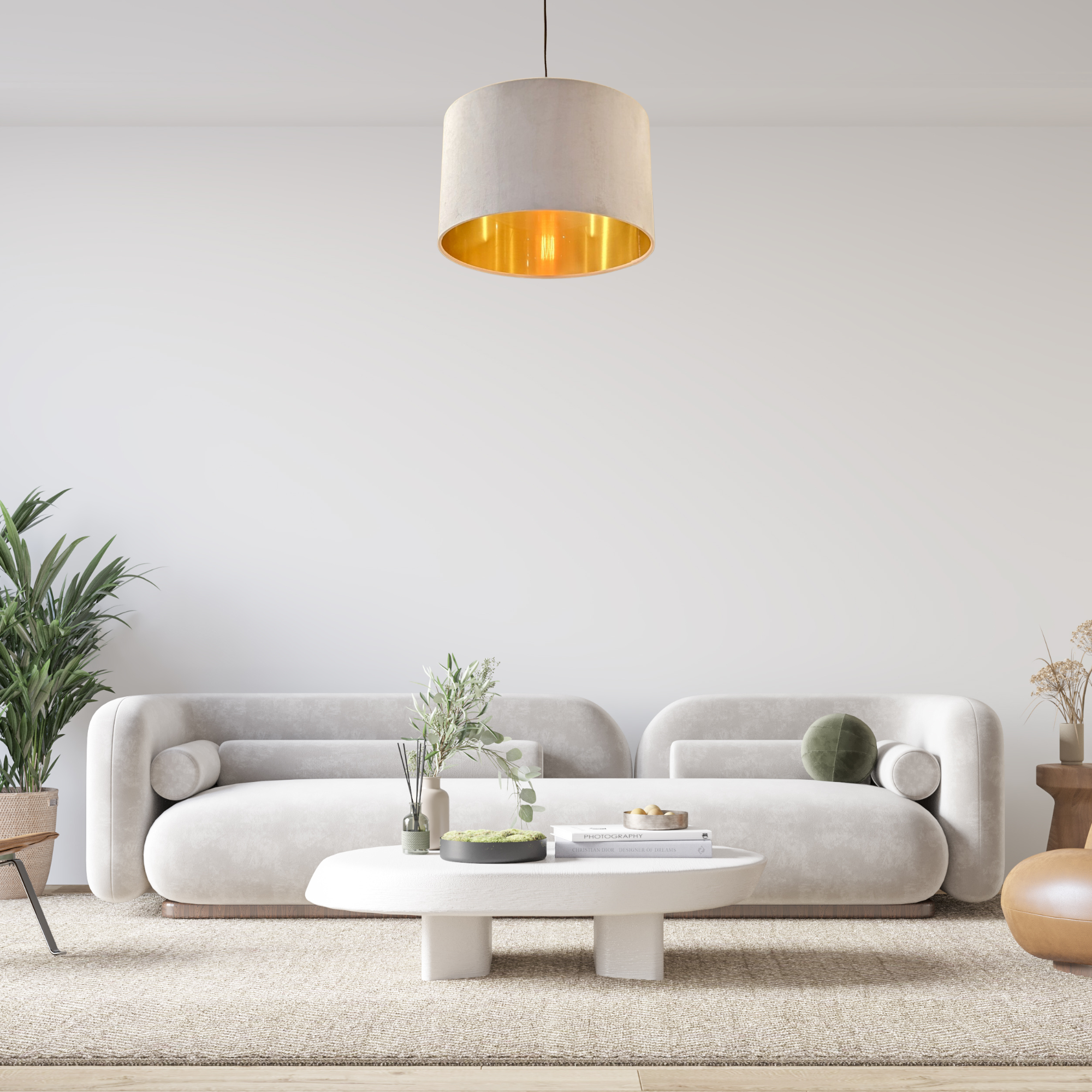 Moonstone Velvet Ceiling Lampshade