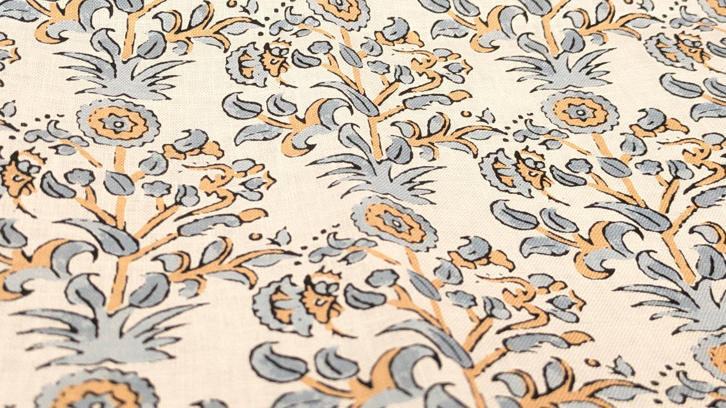 Pure linen - Hera Indian Block print fabric