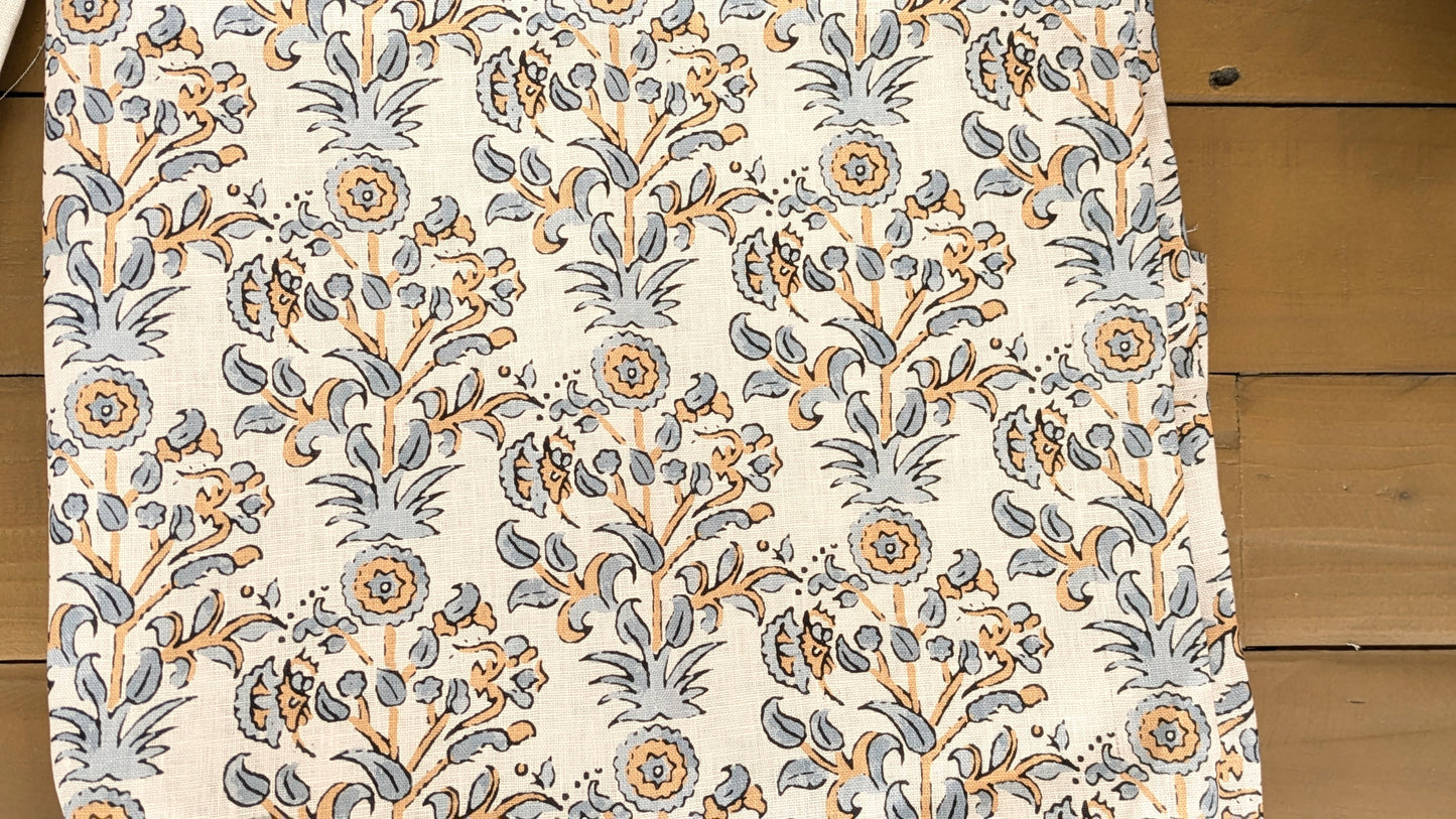 Pure linen - Hera Indian Block print fabric