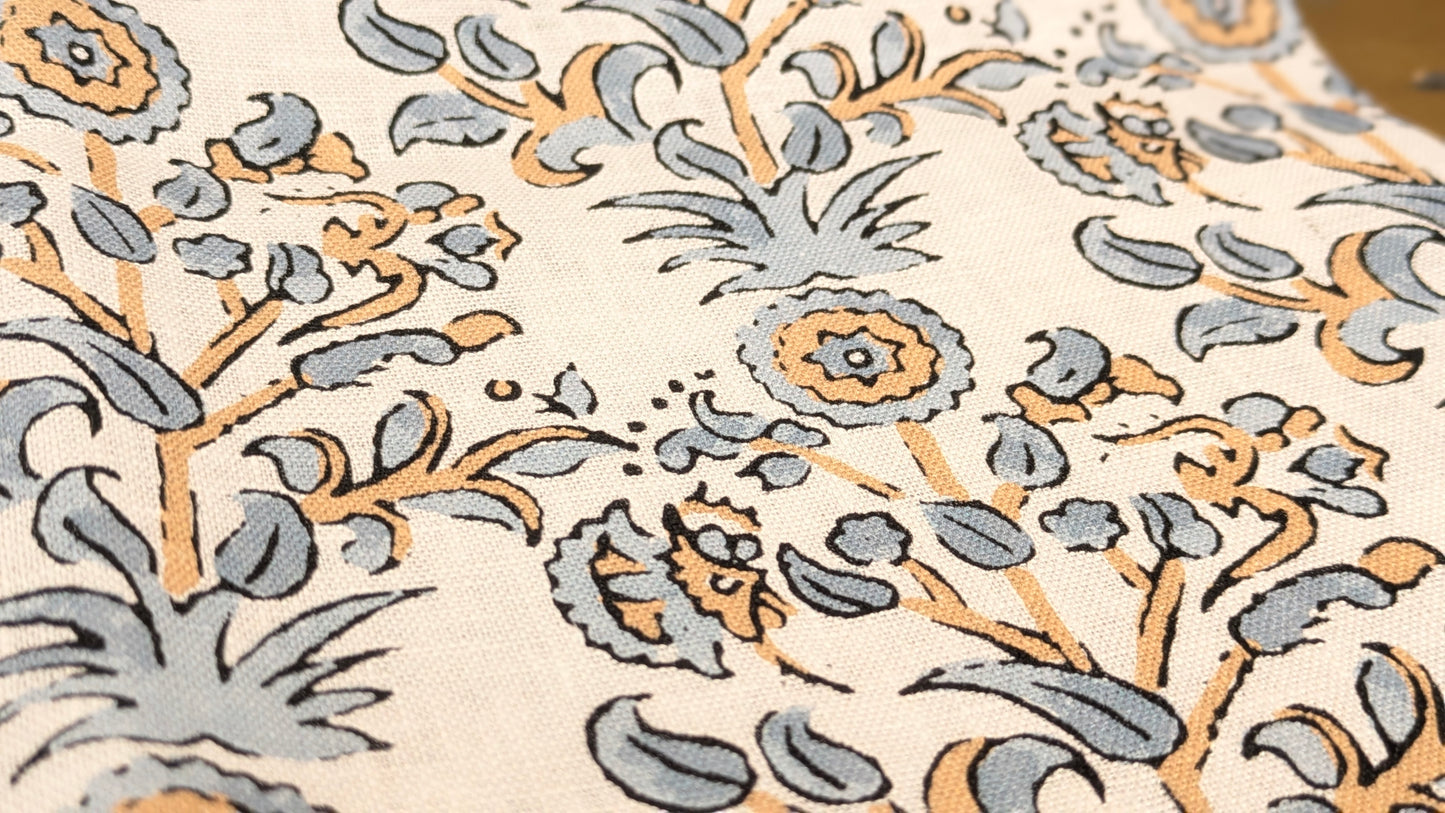 Pure linen - Hera Indian Block print fabric